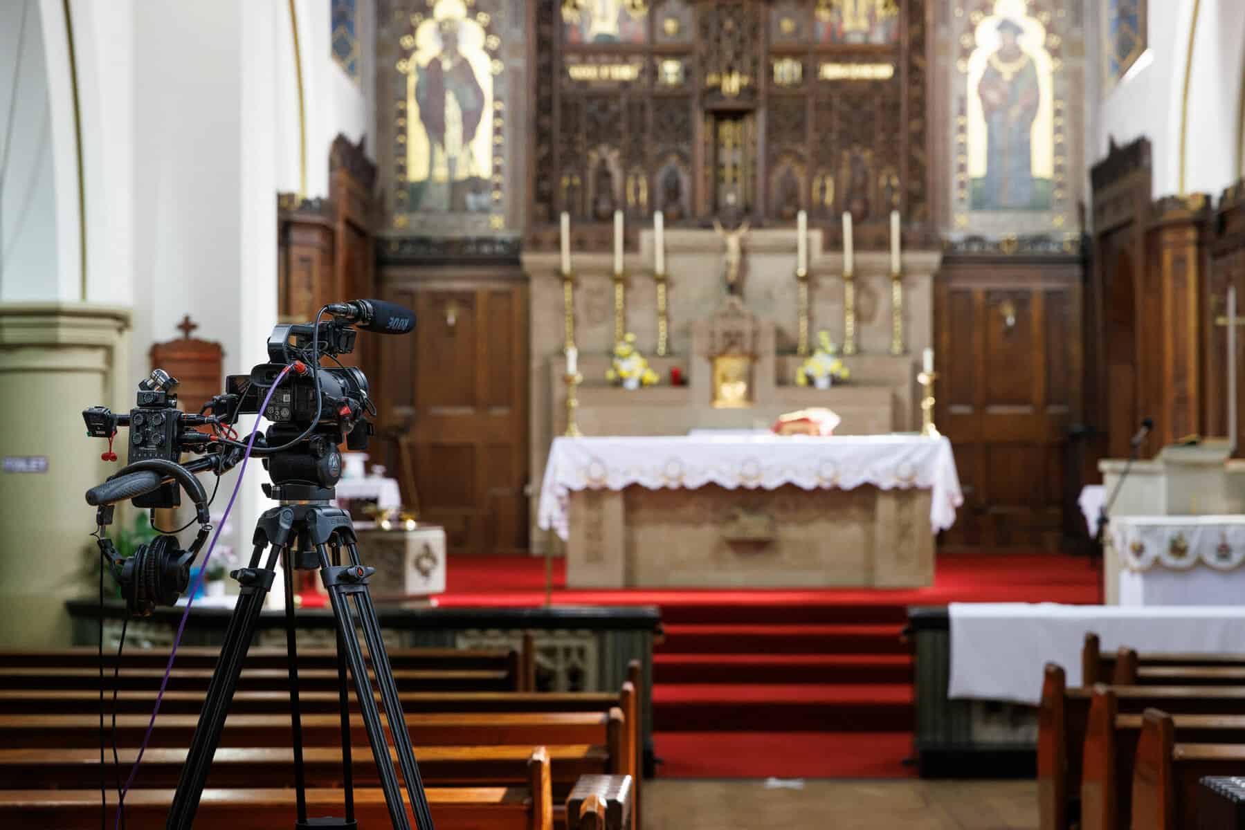 a live streaming camera in a church. Funeral streaming contact form