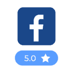 Facebook logo with 5 star rating