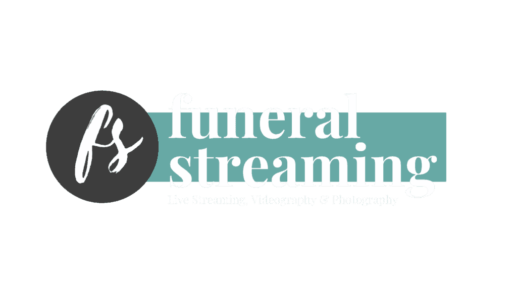 Funeral streaming logo and text in white