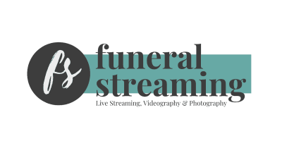 The Funeral Streaming Logo with black text stating 'Live Streaming, Videography & Photography'