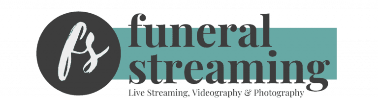 The Funeral Streaming Logo with black text stating 'Live Streaming, Videography & Photography'